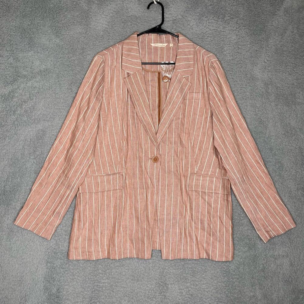 NWOT Soft Surroundings Womens linen blend striped blazer career office work M